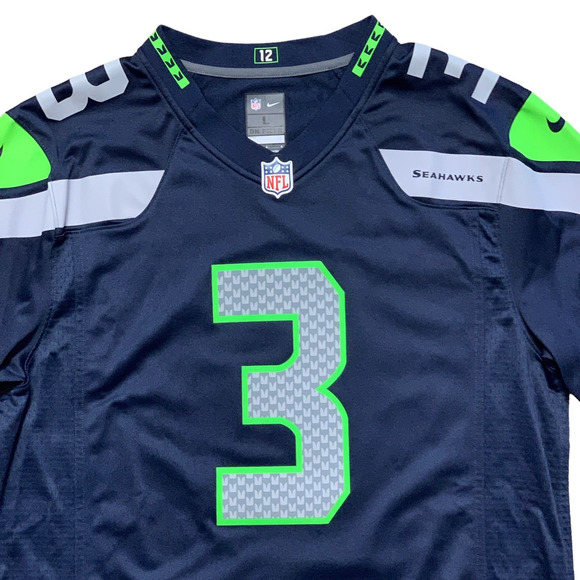 Seattle Seahawks Jersey Russell Wilson #3 Nike Authentic NFL On Field Men Large - Picture 4 of 9